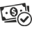 Money with a checkmark symbol
