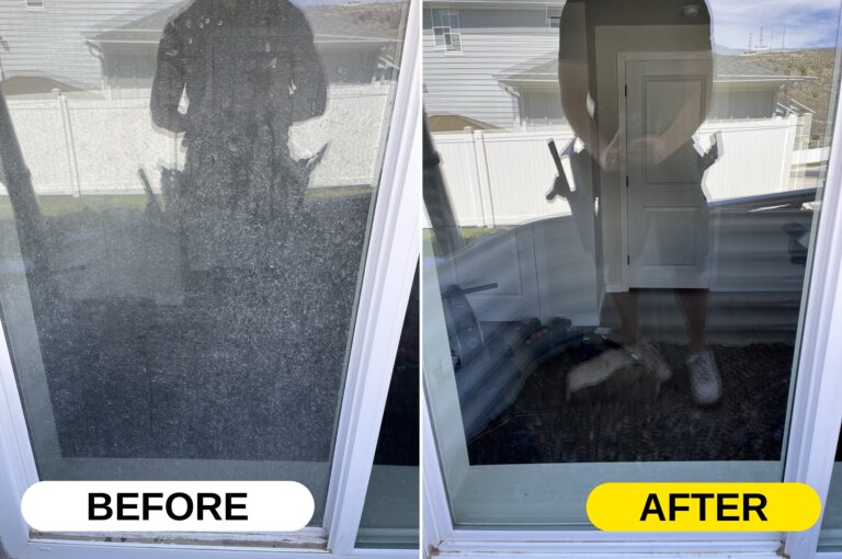 Dirty window before, clean window after